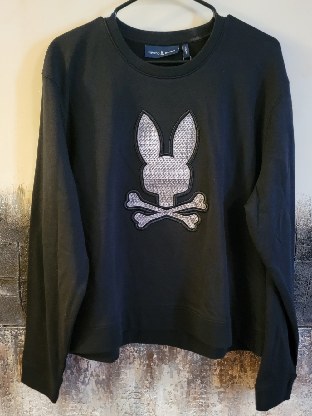 Psycho Bunny Black Crewneck with Navy Logo Tag